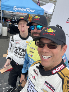 PHOTO: The "Drissi selfie" is one of Trans Am's most famous podium traditions. Here, Tomy is joined by Chris Dyson and Paul Menard on the podium at Sonoma Raceway.